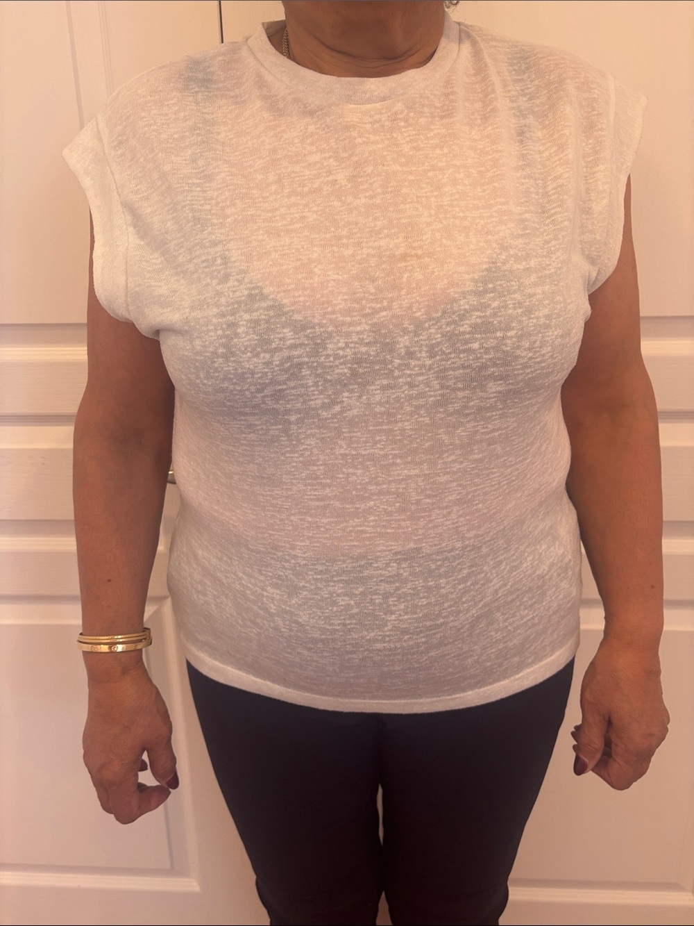 Women’s Lightweight Sheer Crewneck Tank Top in White